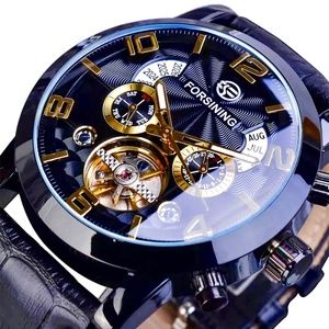 Big Tourbillion Self Winding Sport Watch. Day Month Date Waterproof Mens Watch